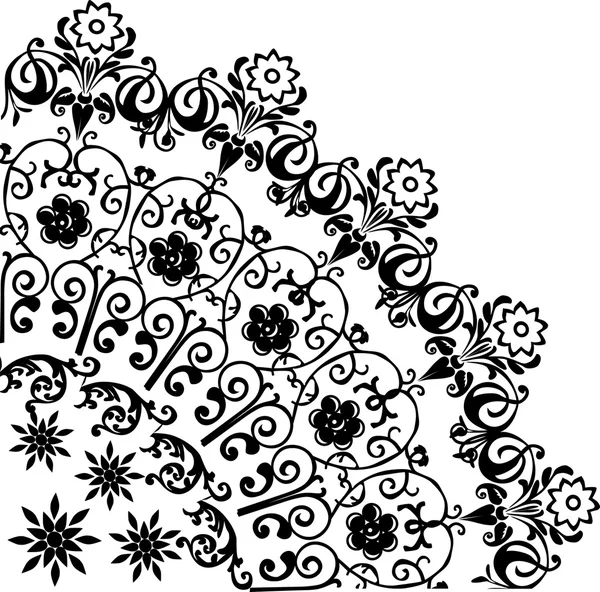 Motif quadrant fleur noire — Image vectorielle