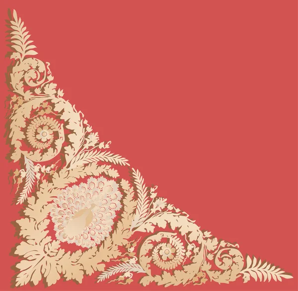 Beige corner decoration on red — Stock Vector