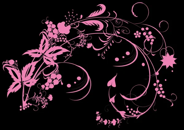 Рожевий завиток з квітами — стоковий вектор
