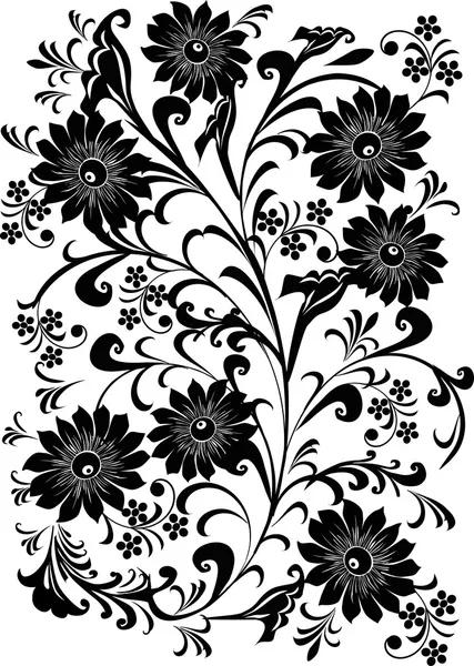 Siete fondo de flor negro — Archivo Imágenes Vectoriales