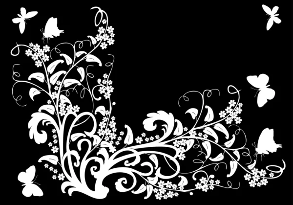 Ilustración blanca con seis mariposas — Vector de stock