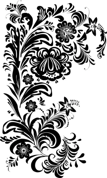Padrão de flor estilizado preto — Vetor de Stock