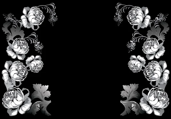 Conception de roses blanches sur noir — Image vectorielle