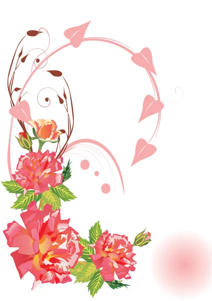 Иллюстрация роз и розовых кудряшек — стоковый вектор