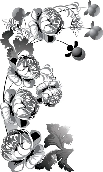 Tendril de flor gris — Vector de stock