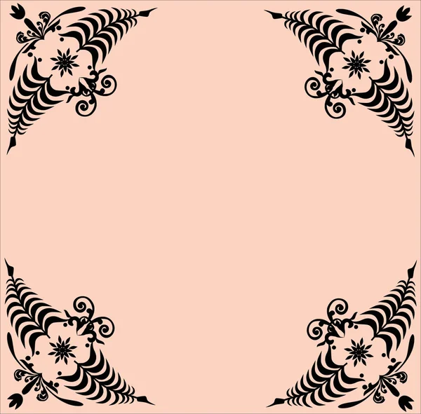 葉のシンプルな黒いフレーム ピンク — ストックベクタ