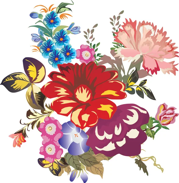違う花の花束 — ストックベクタ