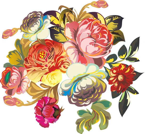 Bouquet con fiori diversi — Vettoriale Stock