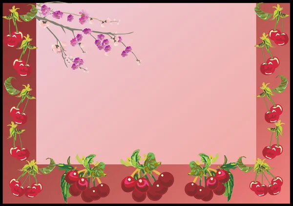Érett piros cseresznye keret — Stock Vector