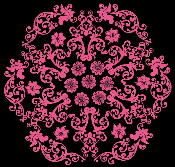 Round design with pink flowers — Stock Vector