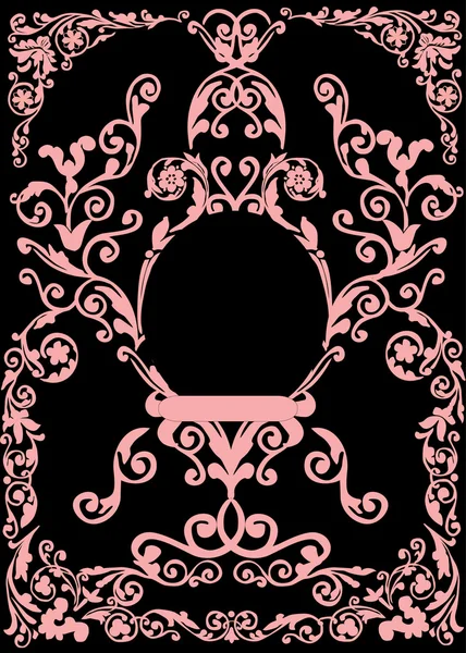 Pink decorated floral frame — Stock Vector