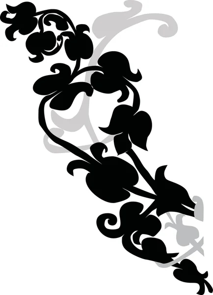 Black and gray flower silhouettes — Stock Vector