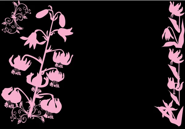 Pink lily silhouettes — Stock Vector