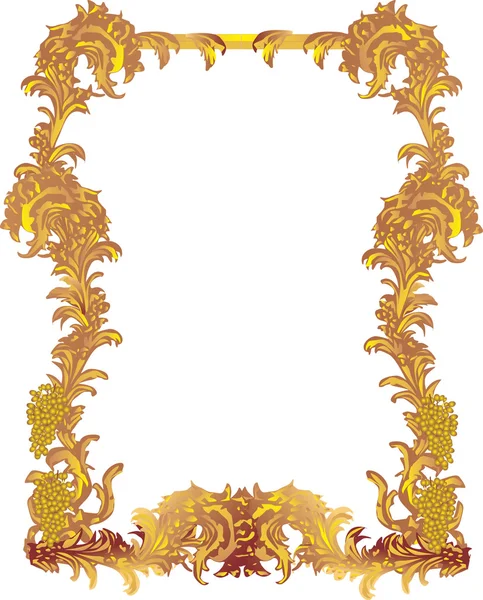 Cadre doré avec raisins — Image vectorielle