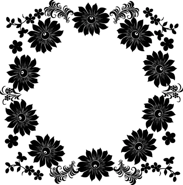 Large dark flower frame — Stock Vector