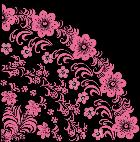Adorno cuadrante rosa con flores — Vector de stock
