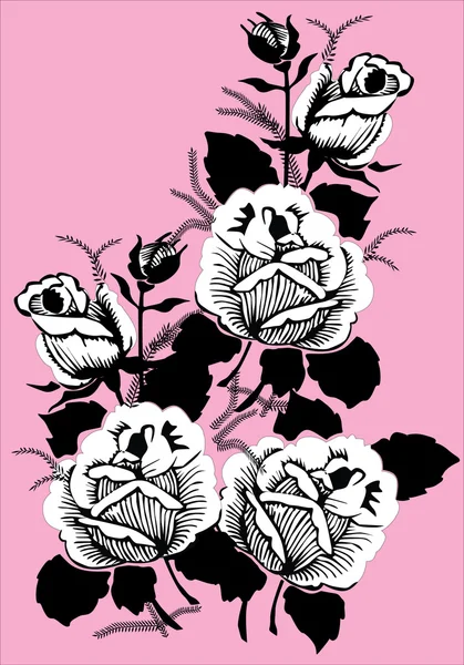 Эскиз роз на розовый — стоковый вектор