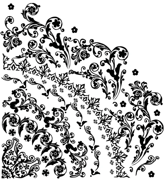Silueta con flor cuadrante — Archivo Imágenes Vectoriales