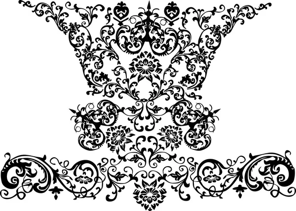 対称のカールの黒いパターン — ストックベクタ