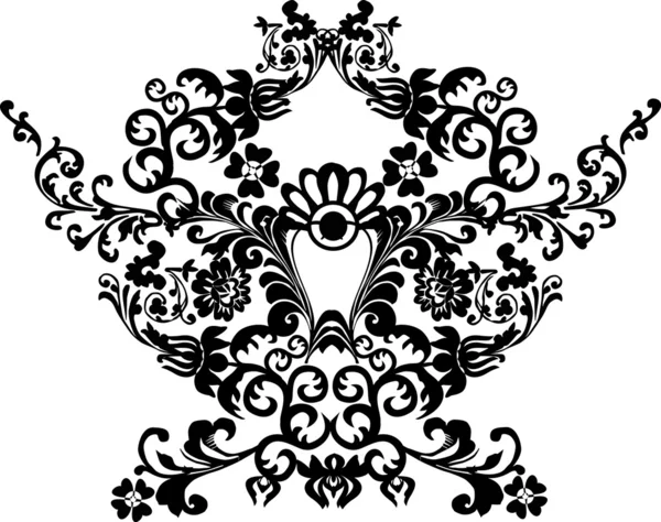 Curled floral symmetric ornament — Stock Vector