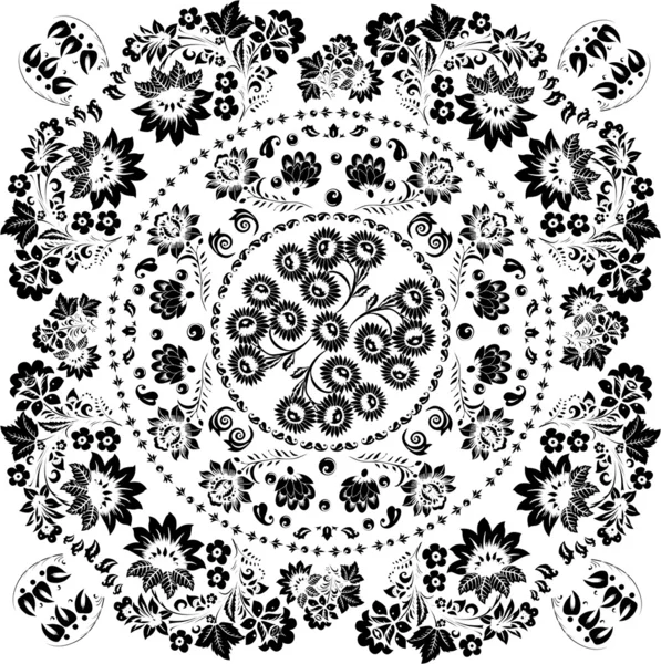 Τετράγωνο μαύρο λουλούδι διακόσμηση — Διανυσματικό Αρχείο