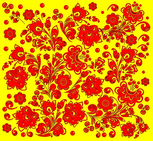 Red flower decoration on yellow — Stock Vector