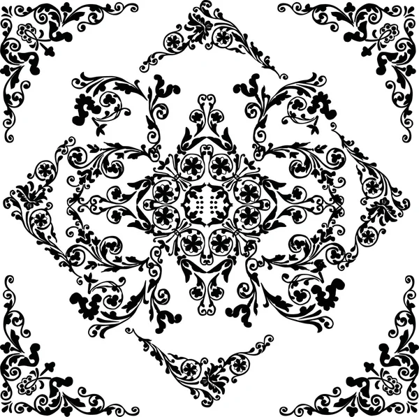 Design carré bouclé noir — Image vectorielle