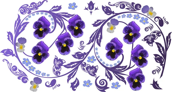 与八个丁香花卉图案设计 — 图库矢量图片
