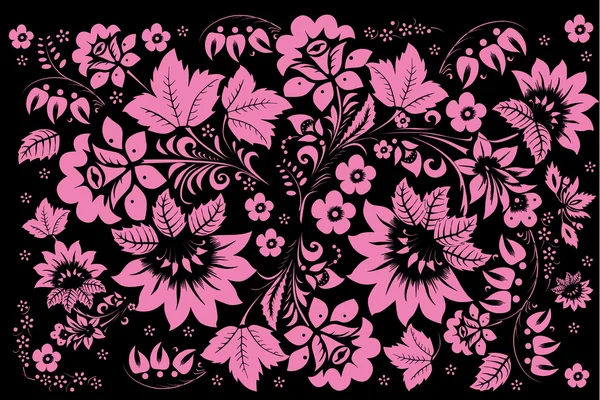 Latar belakang merah muda dengan lima bunga - Stok Vektor