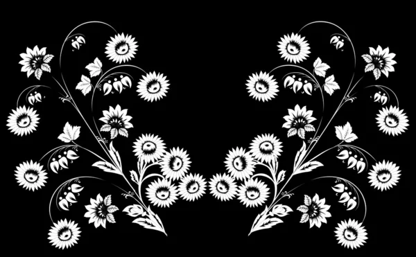 两朵白花卷曲 — 图库矢量图片