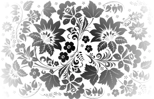 Сіра прикраса з двома великими квітами — стоковий вектор