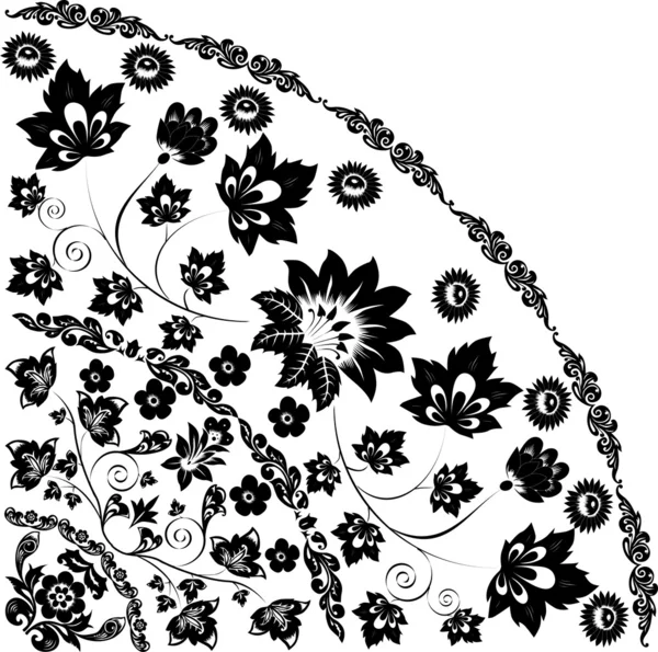 Quadrante nero con grande fiore — Vettoriale Stock