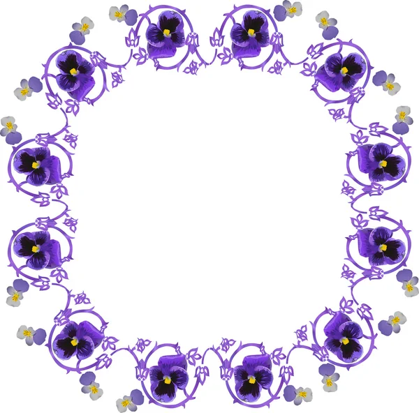 Cadre avec fleurs lilas sur blanc — Image vectorielle