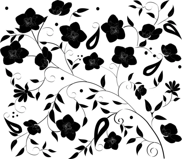 Silhouettes d'orchidée décoration sur blanc — Image vectorielle