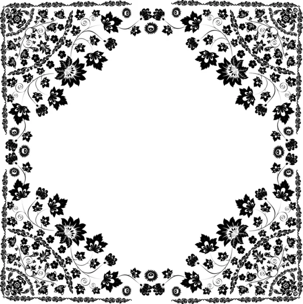 Čtvereček květinovým motivem s rámečkem — Stockový vektor