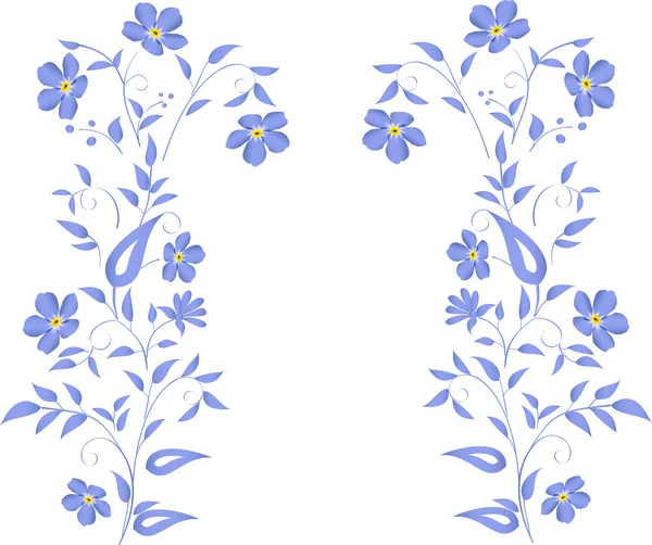 Diseño de flores azules simples — Vector de stock