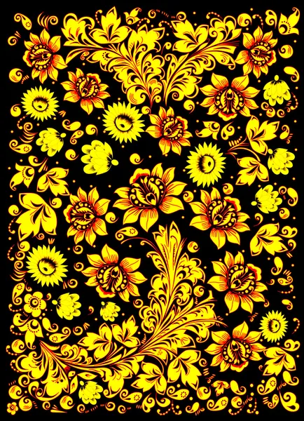 黑花背景上的黄金 — 图库矢量图片