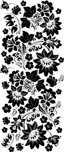 Black stripe with four big flowers — Wektor stockowy