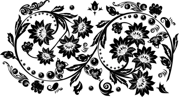 Diseño de ocho flores negras — Vector de stock