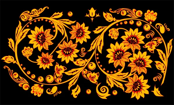 stock vector orange on black flower decoration