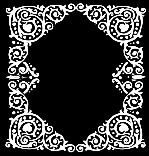 Blanc sur cadre noir avec feuilles — Image vectorielle