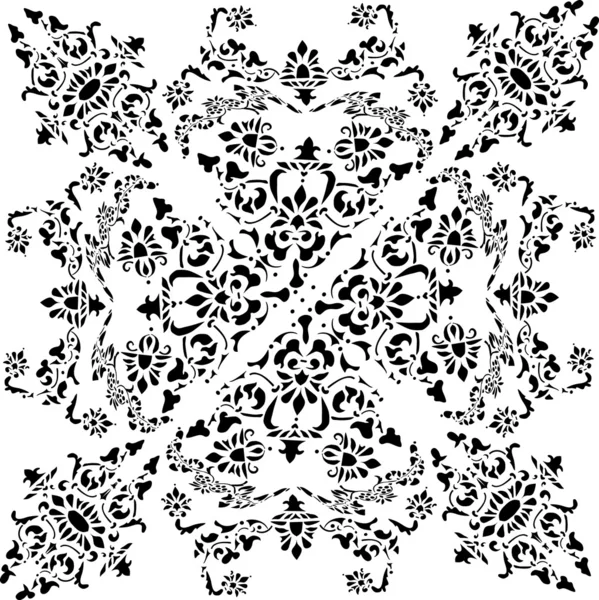 Черный симметричный цветочный фон — стоковый вектор