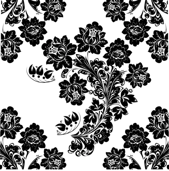 Fond avec branche de fleur noire — Image vectorielle
