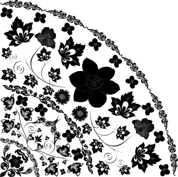 黑色象限与水仙的轮廓 — 图库矢量图片