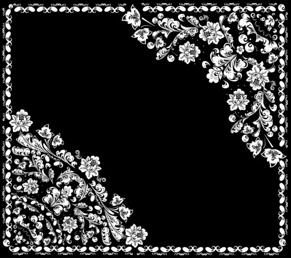Décoration florale blanche sur cadre — Image vectorielle