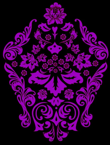 Diseño de follaje rosa en negro — Vector de stock