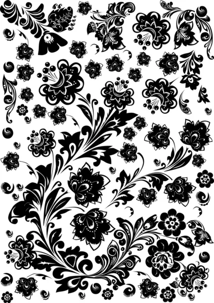 Ingewikkelde bloem zwart decoratie — Stockvector