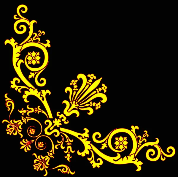 Gold corner design on black — Stock Vector