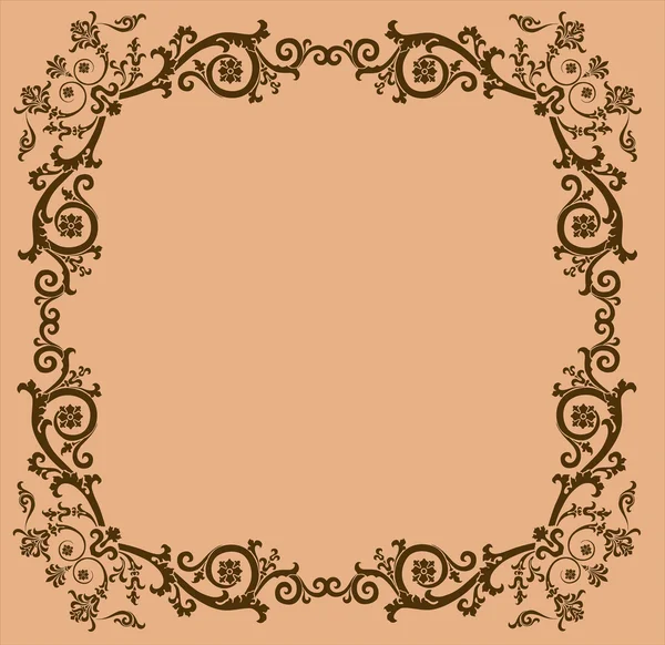 Brown floral frame on beige — Stock Vector