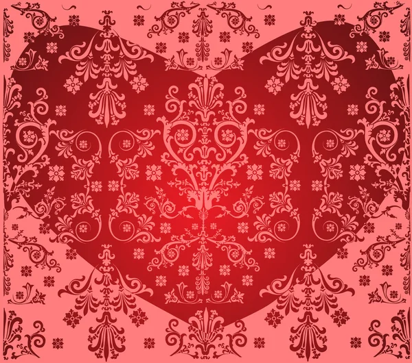 Розовый цветочный фон с сердцем — стоковый вектор